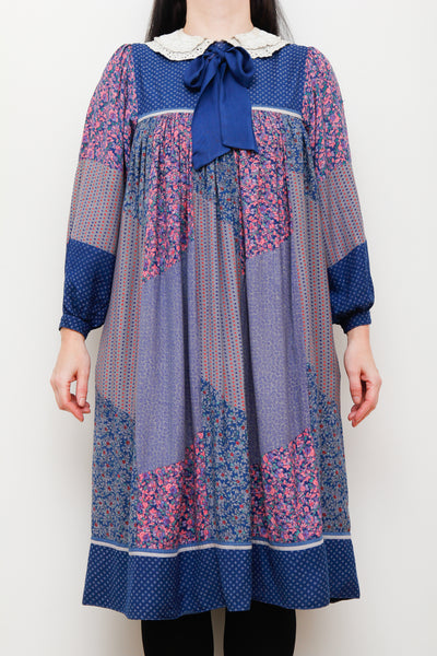 1970's Rene Derhy Patchwork Floral Cotton Dress