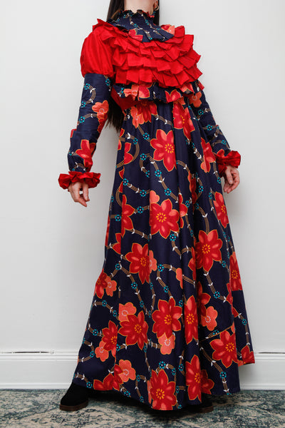 Vintage Floral Gothic Victorian Maxi Dress