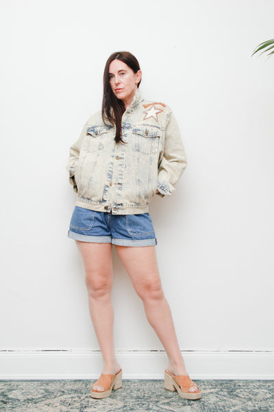 Rare Vintage Western Denim Jacket | Texas Map Rhinestone Cowboy Scene – Country Glam Beyoncé Style