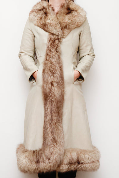 Vintage Leather Fox Fur Princess Coat