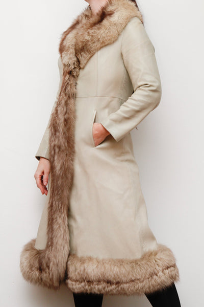 Vintage Leather Fox Fur Princess Coat