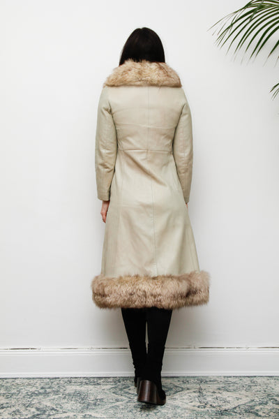 Vintage Leather Fox Fur Princess Coat