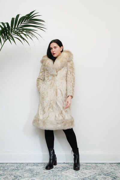 Vintage Cream Sheepskin Fur Afghan Penny Lane Princess Coat
