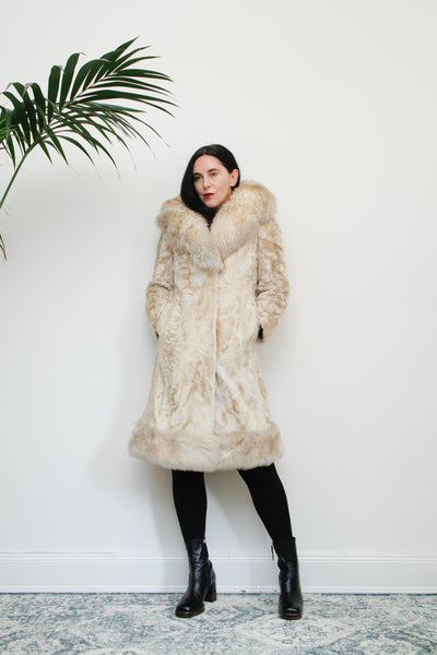 Vintage Cream Sheepskin Fur Afghan Penny Lane Princess Coat