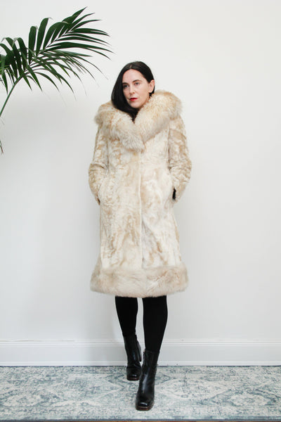 Vintage Cream Sheepskin Fur Afghan Penny Lane Princess Coat