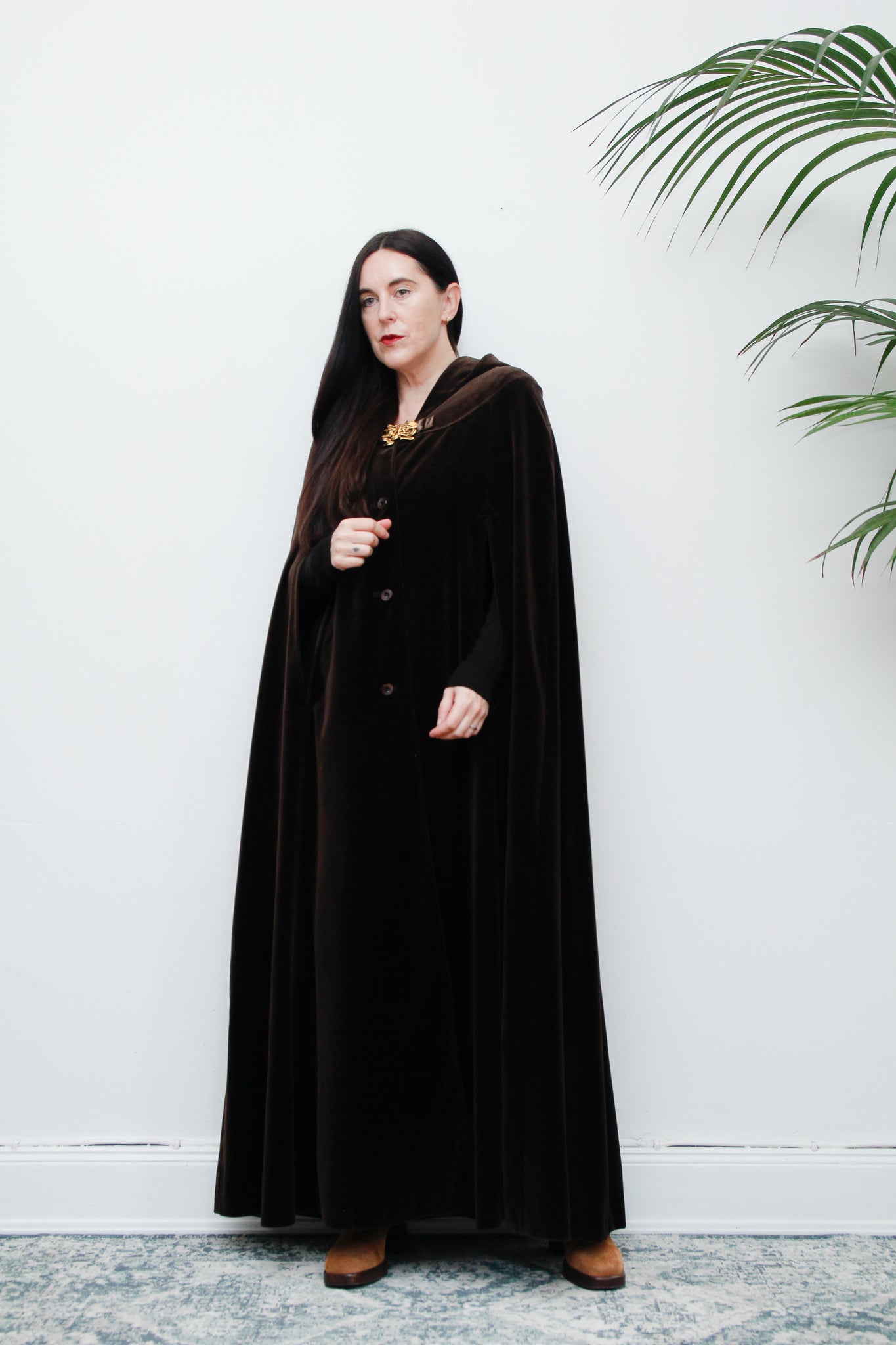 1970's Rare Velvet  Hooded Opera Gothic Dramatic Maxi Cape