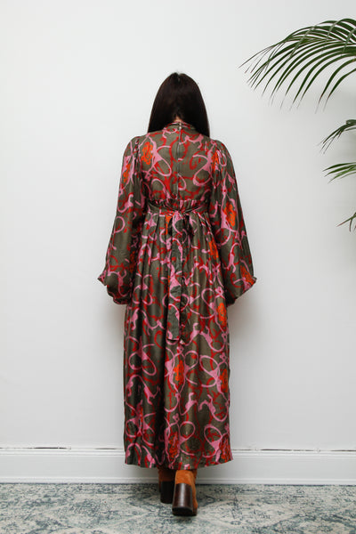 Vintage 1970's Decorative Floral Billowing Maxi Dress
