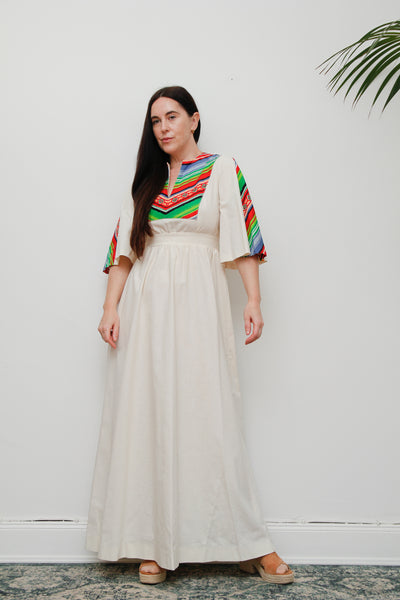 Vintage Chevron Stripe Folklore Cotton Dress