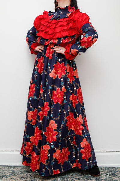 Vintage Floral Gothic Victorian Maxi Dress