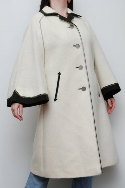 Vintage Cream Wool Cape Coat