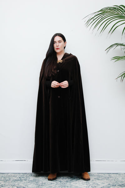 1970's Rare Velvet  Hooded Opera Gothic Dramatic Maxi Cape