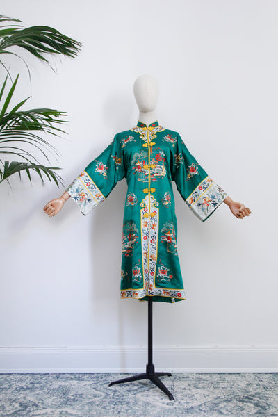 Antique Vintage Chinese Silk Embroidered Robe Coat Kimono