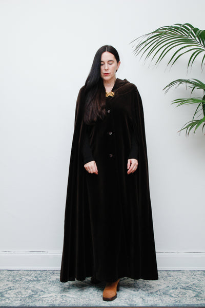 1970's Rare Velvet  Hooded Opera Gothic Dramatic Maxi Cape