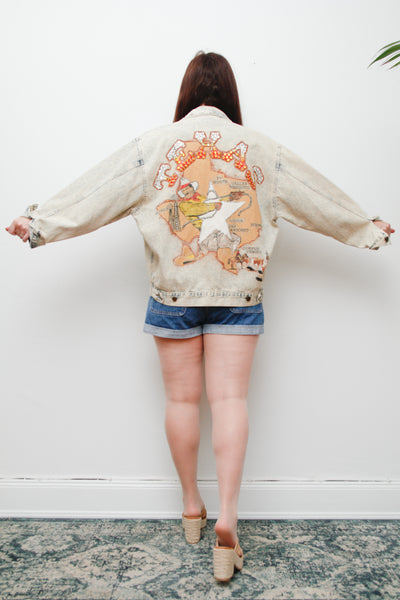 Rare Vintage Western Denim Jacket | Texas Map Rhinestone Cowboy Scene – Country Glam Beyoncé Style