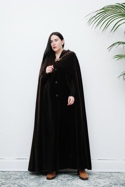 1970's Rare Velvet  Hooded Opera Gothic Dramatic Maxi Cape