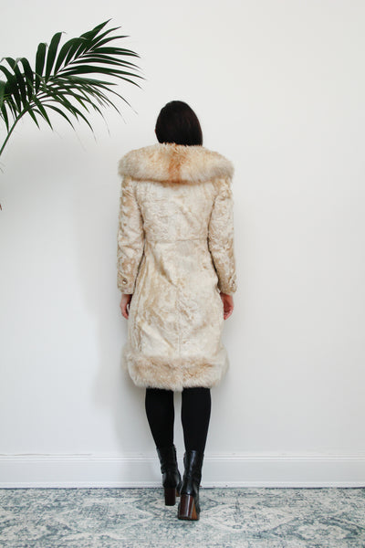 Vintage Cream Sheepskin Fur Afghan Penny Lane Princess Coat