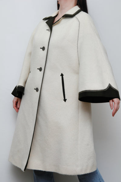 Vintage Cream Wool Cape Coat