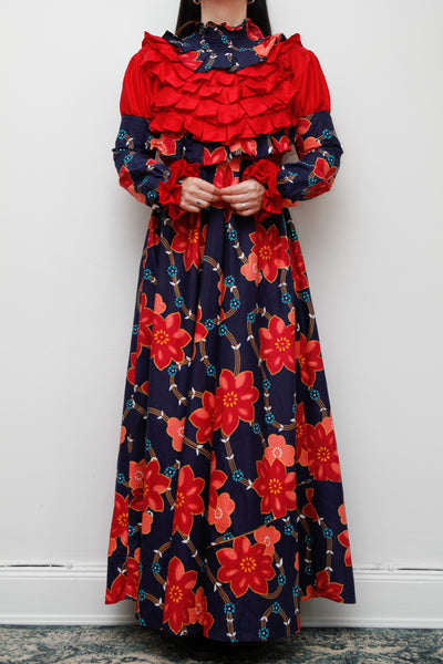 Vintage Floral Gothic Victorian Maxi Dress