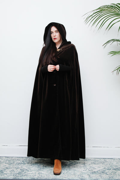 1970's Rare Velvet  Hooded Opera Gothic Dramatic Maxi Cape