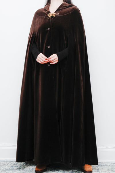 1970's Rare Velvet  Hooded Opera Gothic Dramatic Maxi Cape