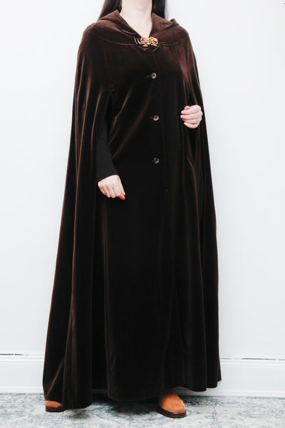 1970's Rare Velvet  Hooded Opera Gothic Dramatic Maxi Cape