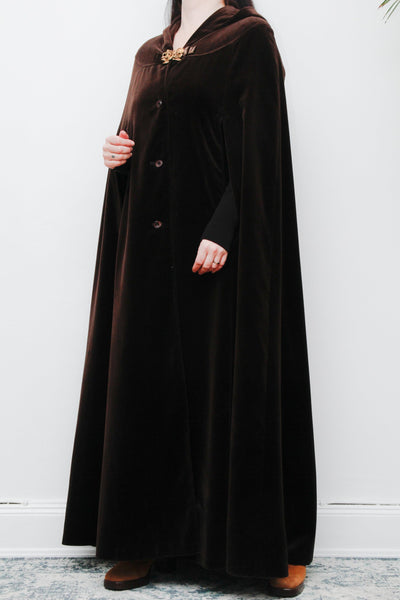 1970's Rare Velvet  Hooded Opera Gothic Dramatic Maxi Cape