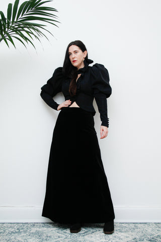1970's Vintage Black Velvet Maxi Skirt