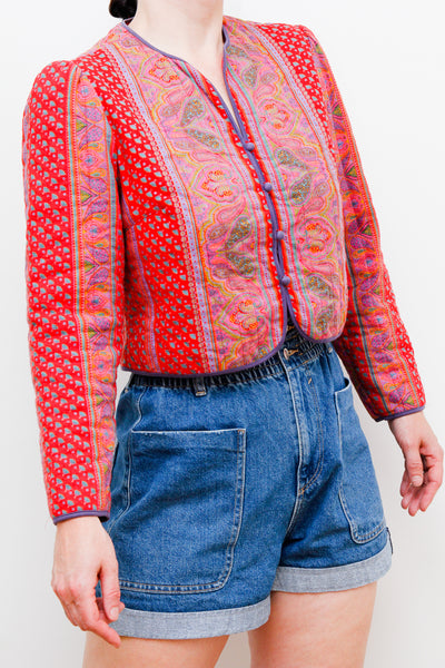 1970's Quilted Indian Cotton Folklore Jacket