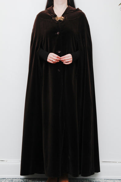 1970's Rare Velvet  Hooded Opera Gothic Dramatic Maxi Cape