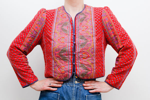 1970's Quilted Indian Cotton Folklore Jacket