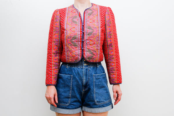 1970's Quilted Indian Cotton Folklore Jacket