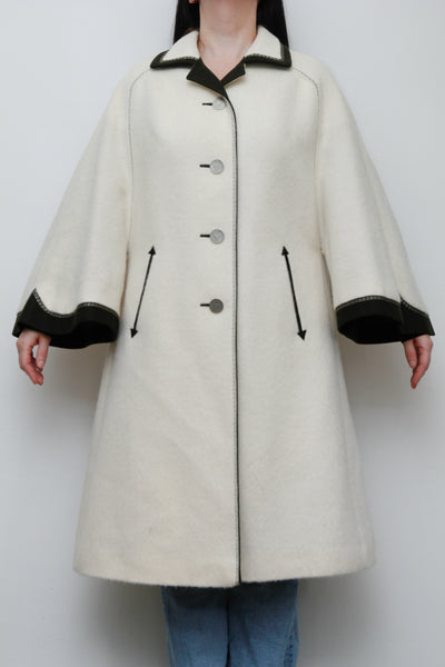 Vintage Cream Wool Cape Coat