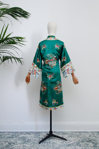 Antique Vintage Chinese Silk Embroidered Robe Coat Kimono