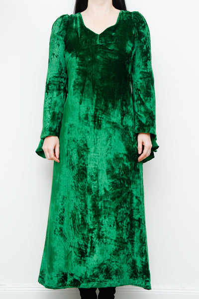 1970's Green Velvet Kaftan Dress