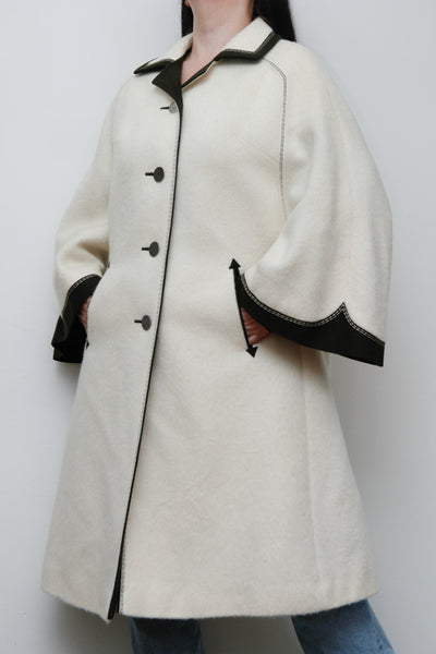 Vintage Cream Wool Cape Coat