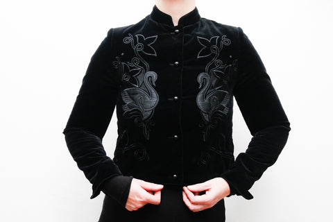 1970's Vintage Velvet Black Blazer Suit Jacket