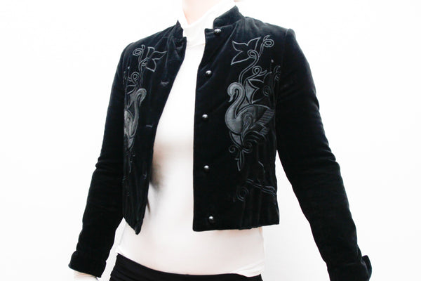 1970's Vintage Velvet Black Blazer Suit Jacket