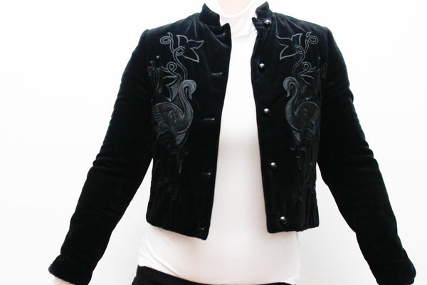 1970's Vintage Velvet Black Blazer Suit Jacket