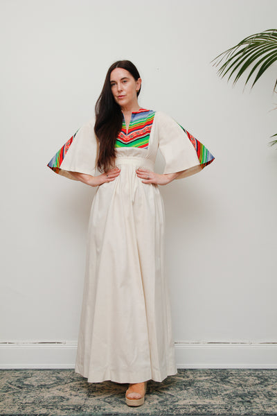Vintage Chevron Stripe Folklore Cotton Dress
