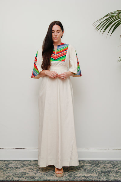 Vintage Chevron Stripe Folklore Cotton Dress