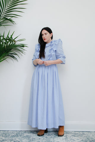 Vintage Prairie Victorian Ruffled Cotton Dress