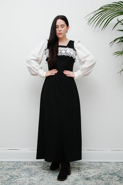 Vintage Gothic Floral Crochet Lace Maxi Dress