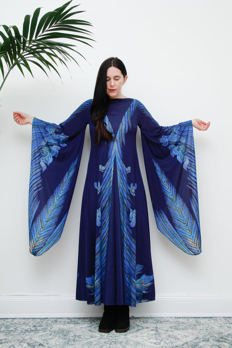Vintage Princess Rayauti 1970's Kaftan Sleeve Maxi Dress RARE ...