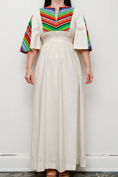 Vintage Chevron Stripe Folklore Cotton Dress