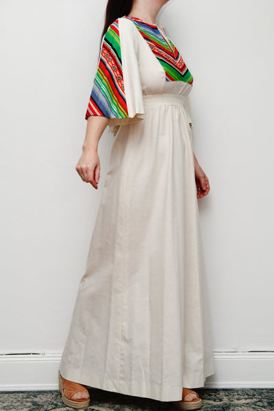 Vintage Chevron Stripe Folklore Cotton Dress