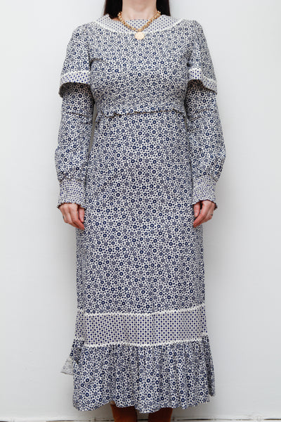 1970's Cotton Floral Prairie Cotton Dress