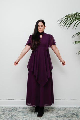 Vintage Purple Gothic Layered Maxi Dress