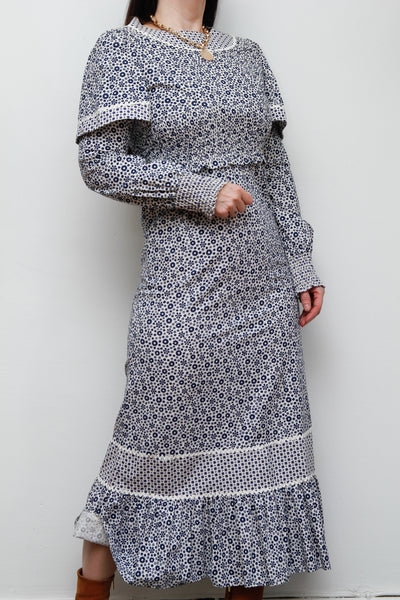 1970's Cotton Floral Prairie Cotton Dress