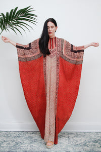 1970's Anokhi Indian Cotton Gauze Fabric Kaftan Sleeve Maxi Rare