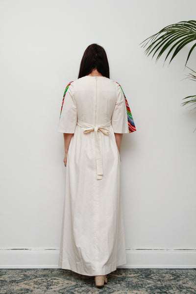 Vintage Chevron Stripe Folklore Cotton Dress